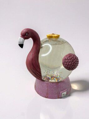 Vintage Pink Flamingo Resin Lighted Sparkle Globe
